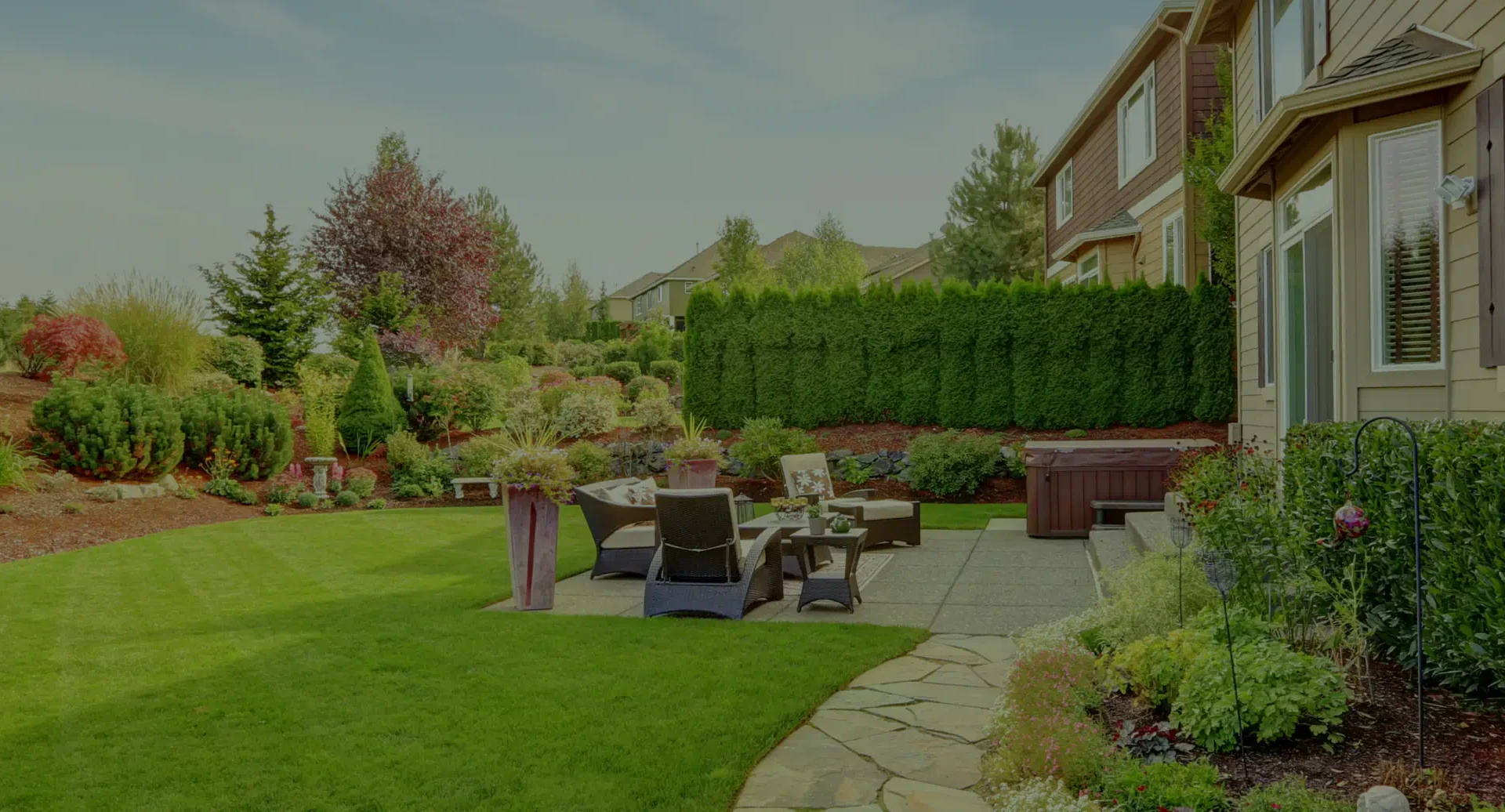 wide lawn area with plants